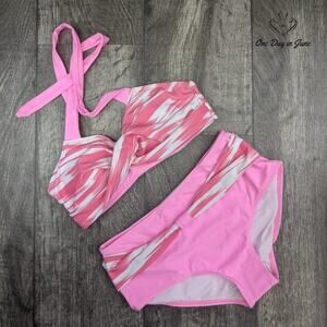 Reachme Cross Front Push Up Halter Bikini Swimsuit